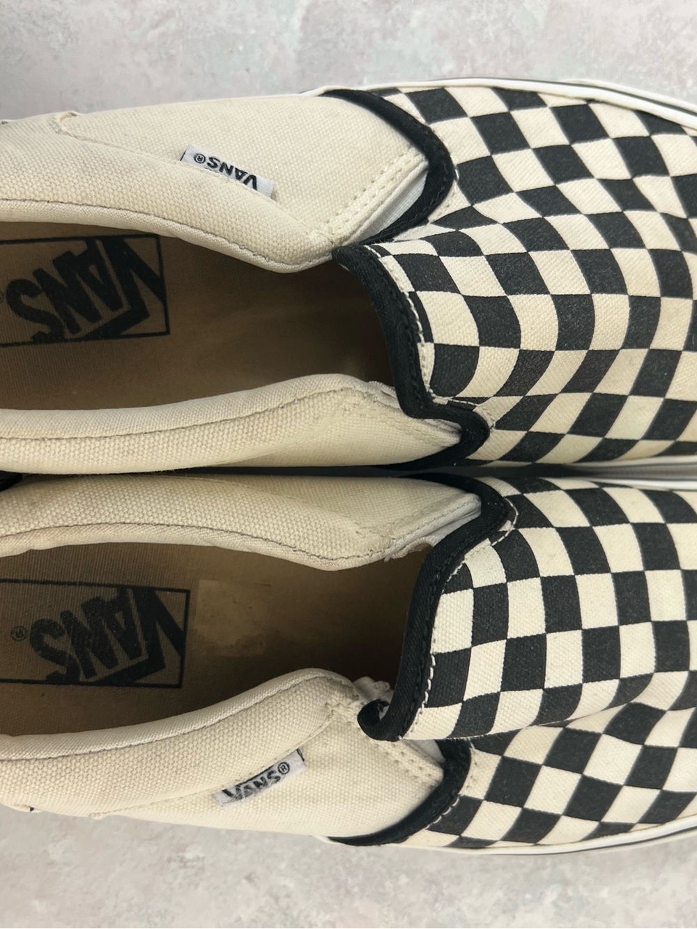 Vans Slip-On Checkerboard Sneakers - Black & Cream